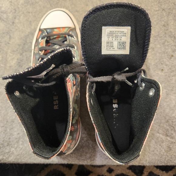 Converse Chuck Taylor All Star High Top Shoes Womens Size 7 Floral Canvas Print - Picture 11 of 16